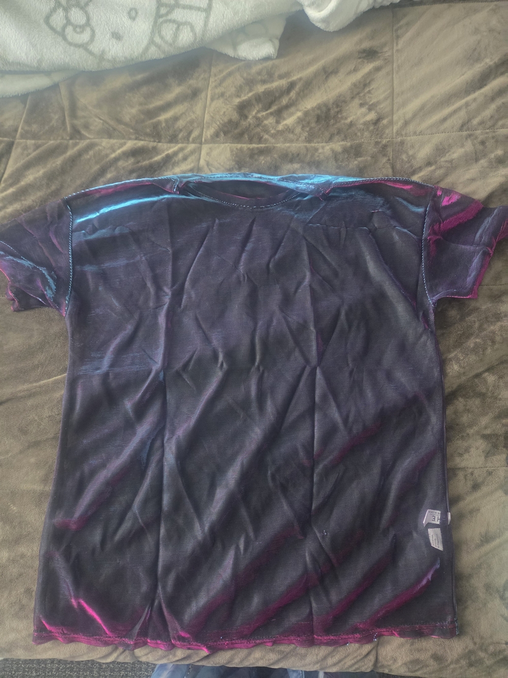 SHEIN Iridescent Short Sleeve Tee in Purple & Blue